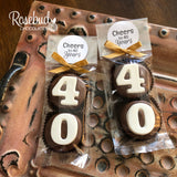 8 Sets #40 Chocolate Covered Oreo Cookies CHEERS to 40 Years LABEL 40th Birthday Party Favors