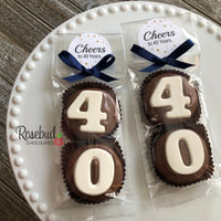 8 Sets #40 Chocolate Covered Oreo Cookies CHEERS to 40 Years LABEL 40th Birthday Party Favors