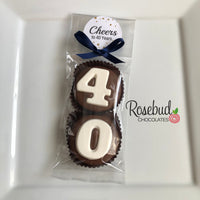 8 Sets #40 Chocolate Covered Oreo Cookies CHEERS to 40 Years LABEL 40th Birthday Party Favors