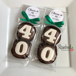 8 Sets #40 Chocolate Covered Oreo Cookies CHEERS to 40 Years LABEL 40th Birthday Party Favors