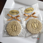 12 NUMBER FORTY #40 White Chocolate Gold Dusted Decorative Floral Party Favors 40th Birthday Anniversary