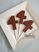 12 NUMBER FOUR #4 Chocolate Lollipop Candy Birthday Party Favors