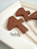 12 NUMBER FOUR #4 Chocolate Lollipop Candy Birthday Party Favors