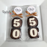 8 Sets #50 Chocolate Covered Oreo Cookies CHEERS to 50 Years LABEL 50th Birthday Party Favors