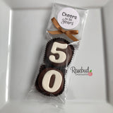 8 Sets #50 Chocolate Covered Oreo Cookies CHEERS to 50 Years LABEL 50th Birthday Party Favors