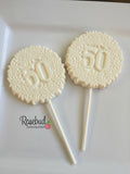 12 NUMBER FIFTY #50 Chocolate Decorative FLORAL Lollipop Candy Favors 50th Birthday Anniversary Party