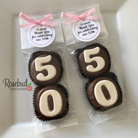 8 Sets #50 Chocolate Covered Oreo Cookie Candy Party Favors CUSTOM TAGS 50th Birthday