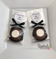 12 #60 Chocolate Covered Oreo Cookie CHEERS to 60 Years LABEL 60th Birthday Party Favors