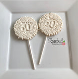 12 NUMBER SIXTY #60 Chocolate Decorative Floral Lollipop Party Favors 60th Birthday