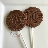 12 NUMBER SIXTY #60 Chocolate Decorative Floral Lollipop Party Favors 60th Birthday