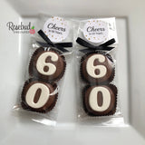 8 Sets #60 Chocolate Covered Oreo Cookies CHEERS to 60 Years LABEL 60th Birthday Party Favors