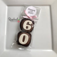 8 Sets #60 Chocolate Covered Oreo Cookies CHEERS to 60 Years LABEL 60th Birthday Party Favors