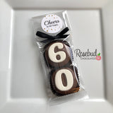 8 Sets #60 Chocolate Covered Oreo Cookies CHEERS to 60 Years LABEL 60th Birthday Party Favors