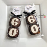 8 Sets #60 Chocolate Covered Oreo Cookies CHEERS to 60 Years LABEL 60th Birthday Party Favors