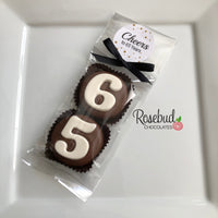 8 Sets #65 Chocolate Covered Oreo Cookies CHEERS to 65 Years LABEL 65th Birthday Party Favors