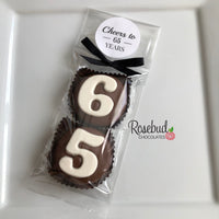 8 Sets #65 Chocolate Covered Oreo Cookies CHEERS to 65 Years LABEL 65th Birthday Party Favors