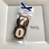 8 Sets #70 Chocolate Covered Oreo Cookie CHEERS to 70 Years Tags Birthday Party Favors
