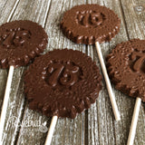 12 Chocolate #75 Decorative FLORAL Lollipop Candy Favors 75th Birthday Party