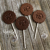 12 Chocolate #75 Decorative FLORAL Lollipop Candy Favors 75th Birthday Party