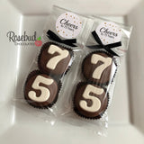 8 Sets #75 Chocolate Covered Oreo Cookies CHEERS to 75 Years LABEL 75th Birthday Party Favors