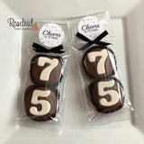 8 Sets #75 Chocolate Covered Oreo Cookies CHEERS to 75 Years LABEL 75th Birthday Party Favors