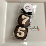 8 Pairs "Happy Birthday" LABEL #75 Chocolate Covered Oreo Cookies 75th Birthday Party Favors