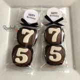 8 Pairs "Happy Birthday" LABEL #75 Chocolate Covered Oreo Cookies 75th Birthday Party Favors