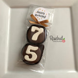 8 Pairs "Happy Birthday" LABEL #75 Chocolate Covered Oreo Cookies 75th Birthday Party Favors