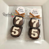 8 Pairs "Happy Birthday" LABEL #75 Chocolate Covered Oreo Cookies 75th Birthday Party Favors