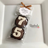 8 Sets #75 Chocolate Covered Oreo Cookies Personalized Tags 75th Birthday Party Favors