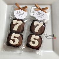 8 Sets #75 Chocolate Covered Oreo Cookies Personalized Tags 75th Birthday Party Favors