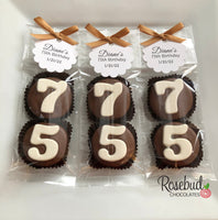 8 Sets #75 Chocolate Covered Oreo Cookies Personalized Tags 75th Birthday Party Favors