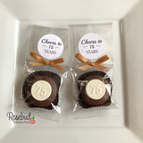 12 #75 Chocolate Covered Oreo Cookie CHEERS to 75 Years LABEL 75th Birthday Party Favors