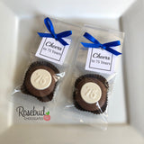12 #75 Chocolate Covered Oreo Cookie CHEERS to 75 Years SQUARE TAGS 75th Birthday Party Favors