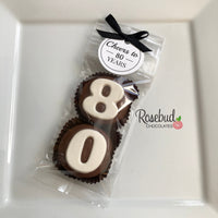 8 Sets #80 Chocolate Covered Oreo Cookie CHEERS to 80 Years TAGS 80th Birthday Party Favors