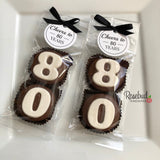 8 Sets #80 Chocolate Covered Oreo Cookie CHEERS to 80 Years TAGS 80th Birthday Party Favors