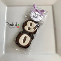 8 Sets #80 Chocolate Covered Oreo Cookie CHEERS to 80 Years TAGS 80th Birthday Party Favors