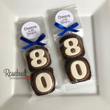 8 Sets #80 Chocolate Covered Oreo Cookies CHEERS to 80 Years LABEL 80th Birthday Party Favors