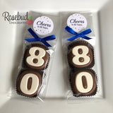 8 Sets #80 Chocolate Covered Oreo Cookies CHEERS to 80 Years LABEL 80th Birthday Party Favors