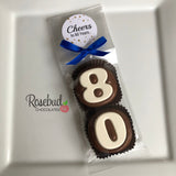 8 Sets #80 Chocolate Covered Oreo Cookies CHEERS to 80 Years LABEL 80th Birthday Party Favors