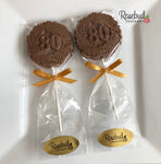 12 NUMBER EIGHTY #80 Chocolate Decorative FLORAL Lollipop Candy Favors 80th Birthday Party