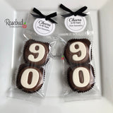 8 Pairs "CHEERS to 90 Years" Tags #90 Chocolate Covered Oreo Cookie Birthday Party Favors