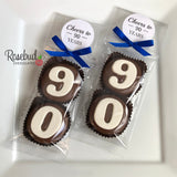 8 Sets #90 Chocolate Covered Oreo Cookies CHEERS to 90 Years LABEL 90th Birthday Party Favors