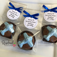 12 AIRPLANE Chocolate Covered Oreo Cookie Party Favors Personalized Tag