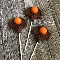 12 BASKETBALL HOOP & BALL Chocolate Lollipop Party Favors