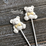 12 TEDDY BEAR BOW TIE Chocolate Lollipops Candy Birthday Baby Shower Party Favors