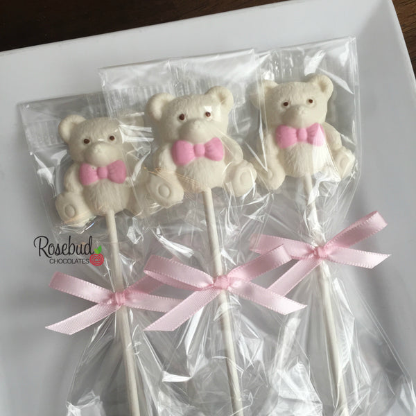 12 TEDDY BEAR BOW TIE Chocolate Lollipops Candy Birthday Baby Shower Party Favors