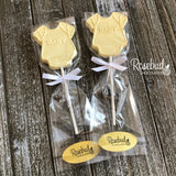 12 "BABY" BODYSUIT Large Chocolate Lollipop Candy Baby Shower Favors