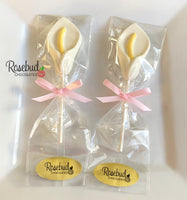 12 CALLA LILLY Chocolate Lollipop Candy Party Favors Flowers