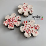 12 SNOWFLAKE Candy Cane Peppermint with Dark Chocolate Party Favors